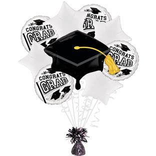 White Congrats Grad Foil Balloon Bouquet - True to Your School